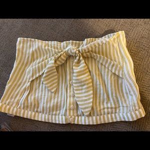 White and Yellow striped Tube Top